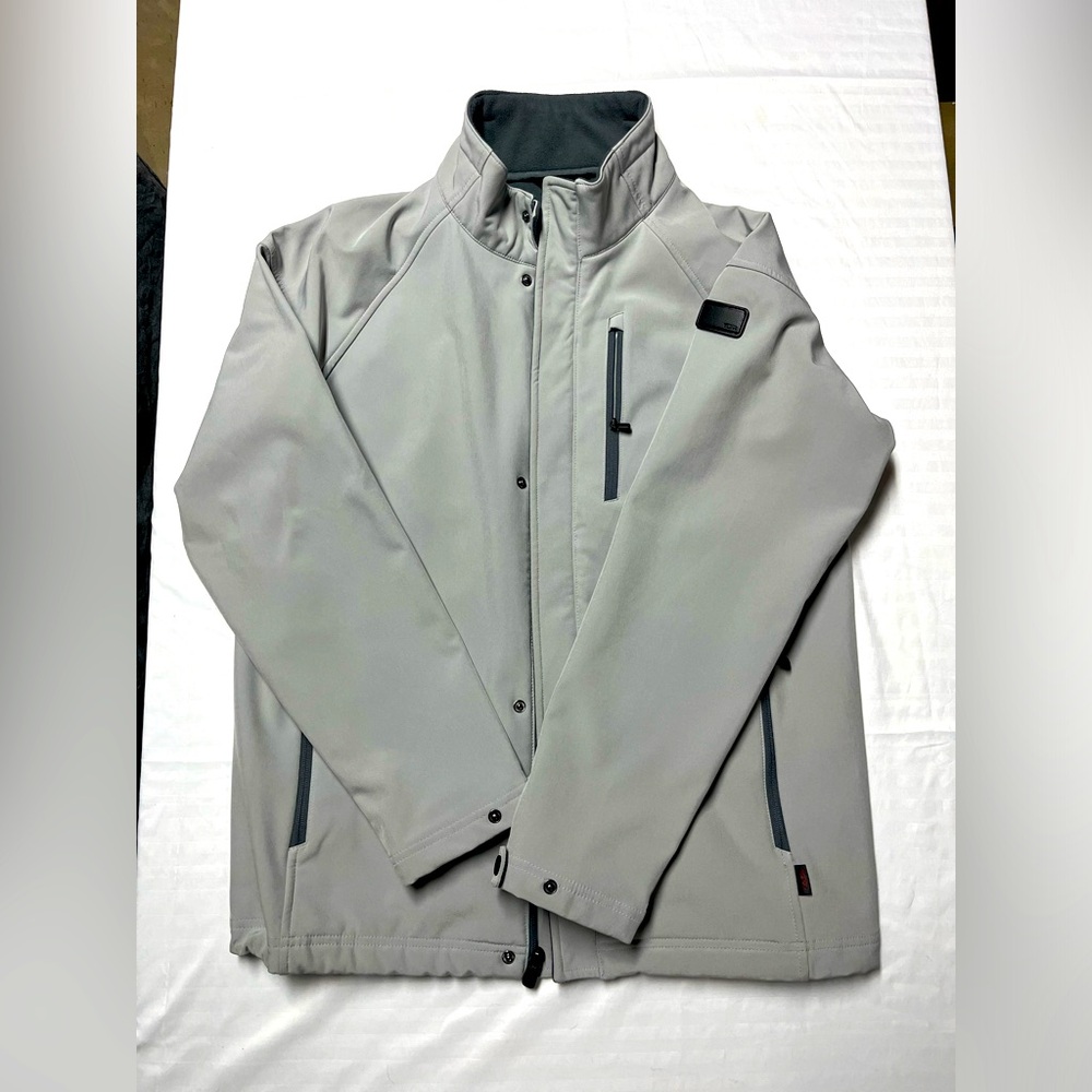 Men’s light gray medium size Tumi light fleece lined jacket